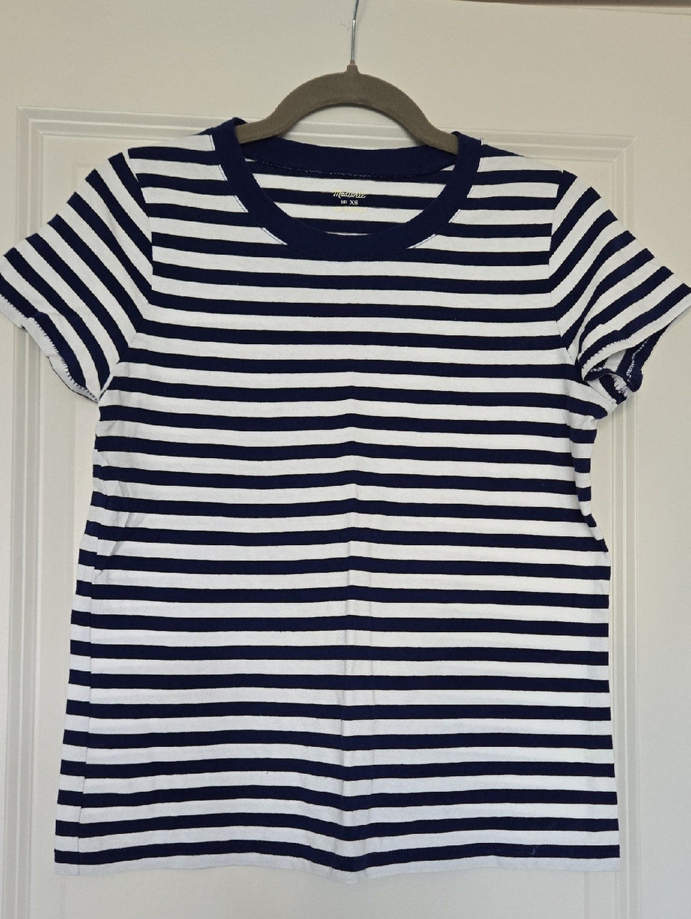 Madewell Navy and White Striped Short Sleeve Tee